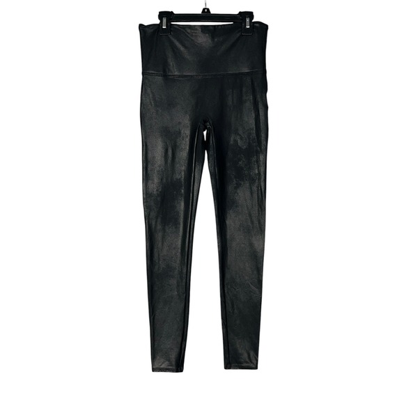 SPANX Pants - Spanx Faux Leather Leggings Womens Large Black High Rise Tummy Control 2437